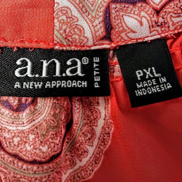 ANA Sheer Coral Paisley Print Short Sleeve Top - Picture 3 of 6